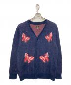 Needles×FREAK'S STOREニードルズ×フリークスストア）の古着「別注モヘヤカーディガン パピヨン」｜ネイビー