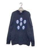 Araki Yuuアラキユウ）の古着「顔プリントスウェット」｜ネイビー