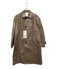 Calvin Klein（カルバンクライン）の古着「ラミネート加工ステンカラーコート」｜ベージュ