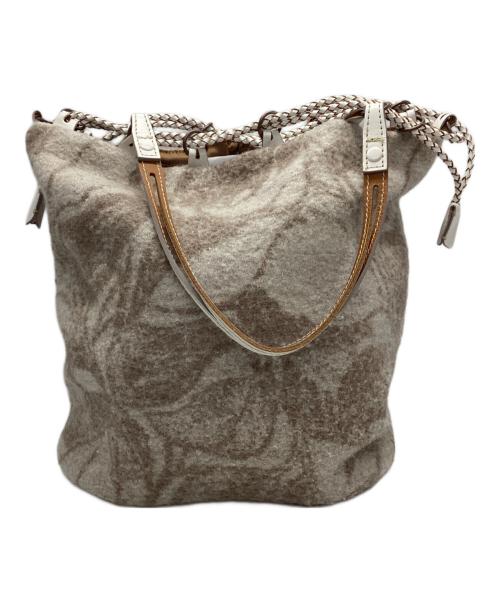 genten（ゲンテン）genten (ゲンテン) ウールトートバッグ ブラウン×ホワイト サイズ:なしの古着・服飾アイテム