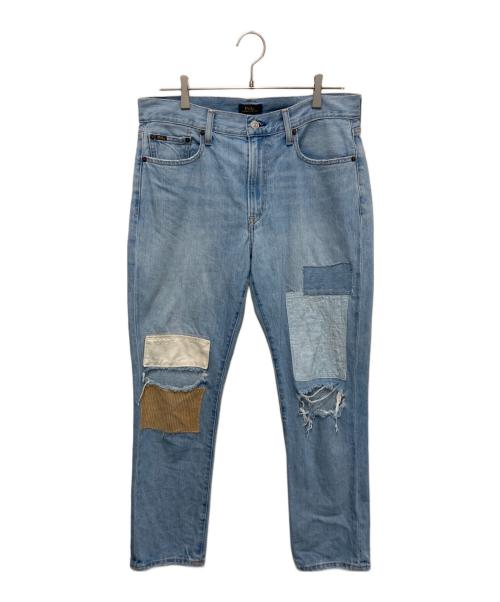 POLO RALPH LAUREN（ポロ・ラルフローレン）POLO RALPH LAUREN (ポロ・ラルフローレン) パッチワークダメージデニムパンツ ブルー サイズ:28の古着・服飾アイテム