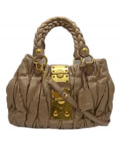 中古・古着通販】MIU MIU (ミュウミュウ) レザーミニハンドバッグ
