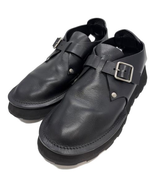 JIL SANDER（ジルサンダー）JIL SANDER (ジルサンダー) レザーモンクストラップシューズ ブラック サイズ:44の古着・服飾アイテム