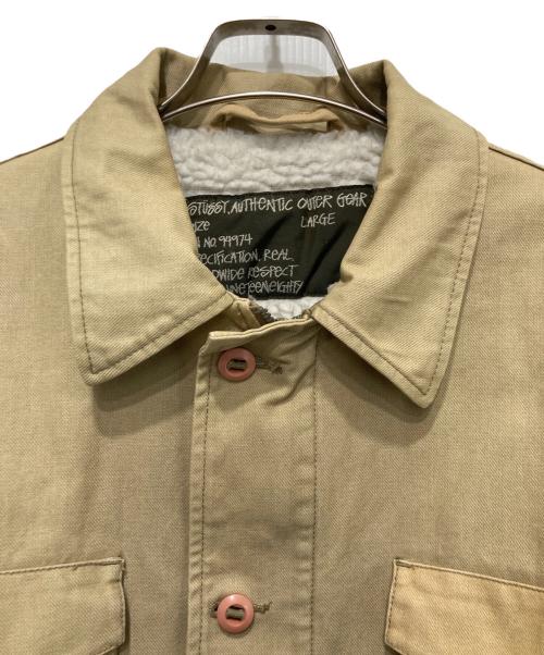 stussy（ステューシー）stussy (ステューシー) 裏ボアミリタリージャケット ベージュ サイズ:Lの古着・服飾アイテム