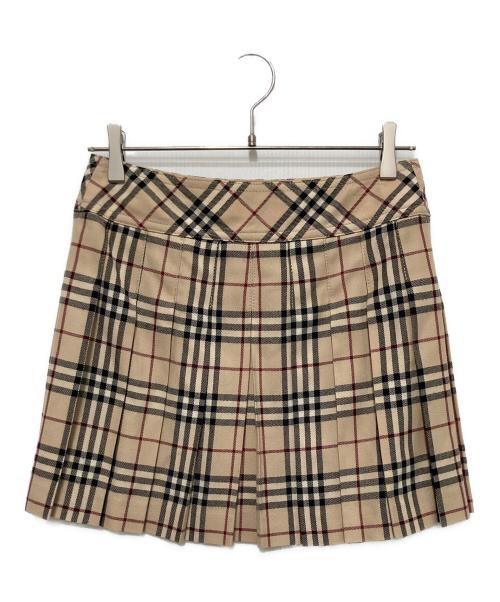 BURBERRY BLUE LABEL（バーバリー ブルー レーベル）BURBERRY BLUE LABEL (バーバリー ブルー レーベル) ウールチェック巻きミニスカート ブラウン サイズ:38の古着・服飾アイテム