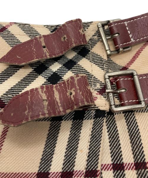 BURBERRY BLUE LABEL（バーバリー ブルー レーベル）BURBERRY BLUE LABEL (バーバリー ブルー レーベル) ウールチェック巻きミニスカート ブラウン サイズ:38の古着・服飾アイテム