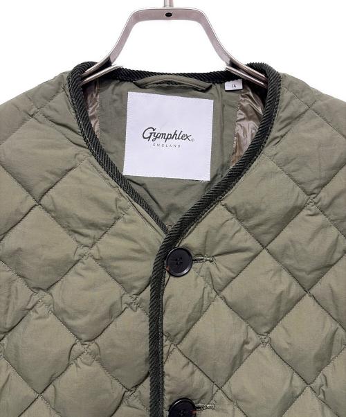 Gymphlex（ジムフレックス）Gymphlex (ジムフレックス) キルトダウン ノーカラージャケット グリーン サイズ:14の古着・服飾アイテム