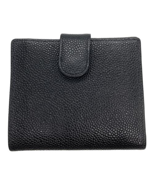 CHANEL（シャネル）CHANEL (シャネル) ココマークキャビアスキン3つ折り財布 ブラックの古着・服飾アイテム