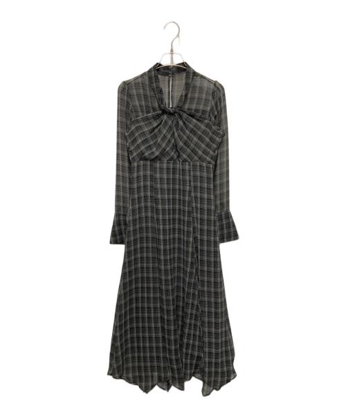 MERCURY DUO（マーキュリーデュオ）MERCURY DUO (マーキュリーデュオ) ツイストネックロングスリーブワンピース グレー サイズ:Ｓの古着・服飾アイテム