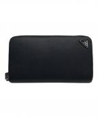 PRADAプラダ）の古着「ラウンドファスナー財布」｜ブラック