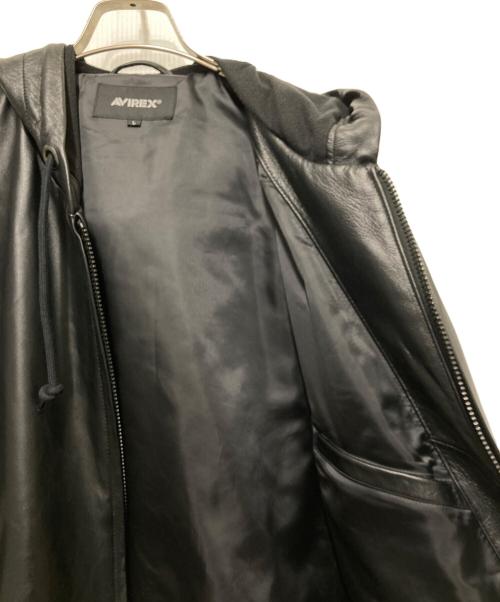 AVIREX（アヴィレックス）AVIREX (アヴィレックス) フーデッドレザージャケット ブラック サイズ:Lの古着・服飾アイテム