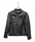 Liugoo Leathersリューグーレザーズ）の古着「ラムレザーシングルライダースジャケット」｜ブラック