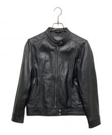 Liugoo Leathers（リューグーレザーズ）の古着「ラムレザーシングルライダースジャケット」｜ブラック