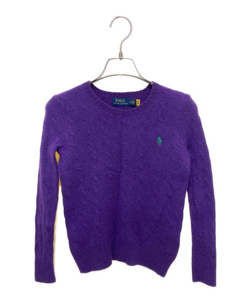 POLO RALPH LAUREN（ポロ・ラルフローレン）POLO RALPH LAUREN (ポロ・ラルフローレン) カシミヤ混ポニー刺繍ニット パープル サイズ:XSの古着・服飾アイテム