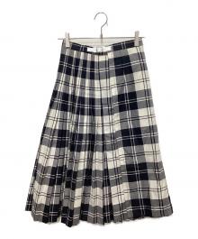 O'NEIL OF DUBLIN（オニールオブダブリン）の古着「チェック プリーツ ラップ キルトスカート」｜ブラック×ホワイト