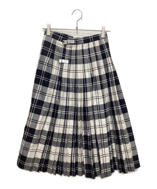 O'NEIL OF DUBLIN（オニールオブダブリン）O'NEIL OF DUBLIN (オニールオブダブリン) チェック プリーツ ラップ キルトスカート ブラック×ホワイト サイズ:36の古着・服飾アイテム