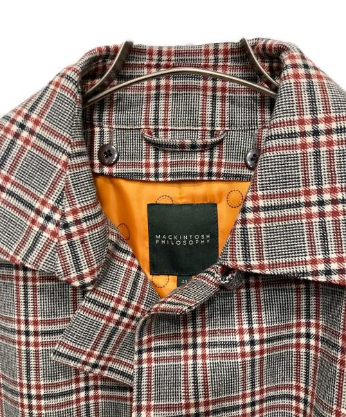 MACKINTOSH PHILOSOPHY（マッキントッシュ フィロソフィー）MACKINTOSH PHILOSOPHY (マッキントッシュ フィロソフィー) ライナー付きチェック柄ステンカラーコー ブラック×レッド サイズ:40の古着・服飾アイテム