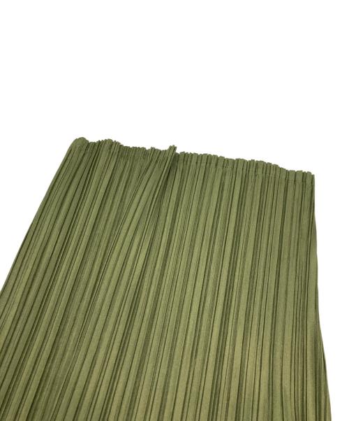 PLEATS PLEASE（プリーツプリーズ）PLEATS PLEASE (プリーツプリーズ) バックレイヤードスリット プリーツパンツ グリーン サイズ:3の古着・服飾アイテム