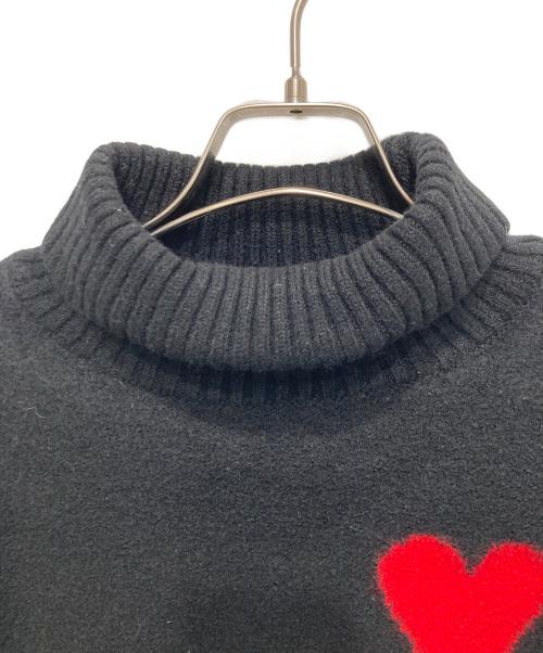 AMI Alexandre Mattiussi（アミアレクサンドルマテュッシ）AMI Alexandre Mattiussi (アミアレクサンドルマテュッシ) ハートロゴハイネックニット ブラック サイズ:Lの古着・服飾アイテム