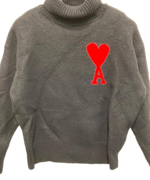 AMI Alexandre Mattiussi（アミアレクサンドルマテュッシ）AMI Alexandre Mattiussi (アミアレクサンドルマテュッシ) ハートロゴハイネックニット ブラック サイズ:Lの古着・服飾アイテム