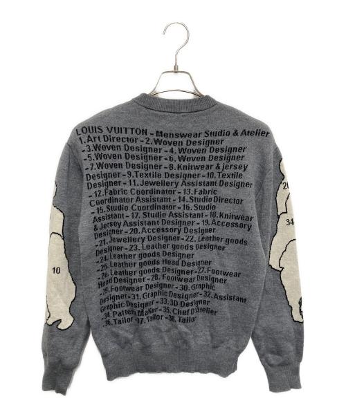 LOUIS VUITTON（ルイ ヴィトン）LOUIS VUITTON (ルイ ヴィトン) スタジオジャガードクルーネックニット グレー サイズ:Ｓの古着・服飾アイテム