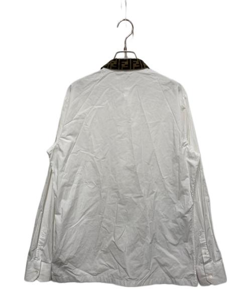 FENDI（フェンディ）FENDI (フェンディ) 襟ズッカブロードシャツ ホワイト×ブラウン サイズ:41の古着・服飾アイテム