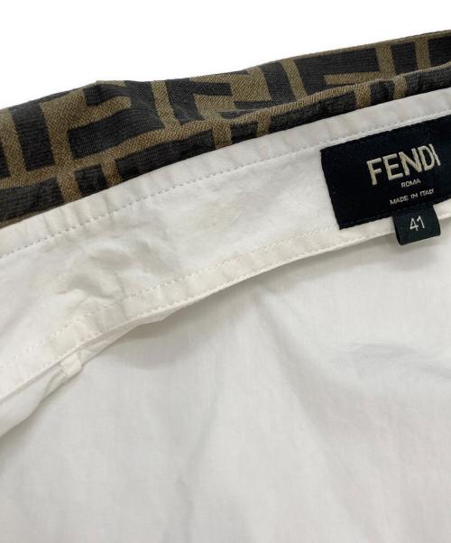 FENDI（フェンディ）FENDI (フェンディ) 襟ズッカブロードシャツ ホワイト×ブラウン サイズ:41の古着・服飾アイテム