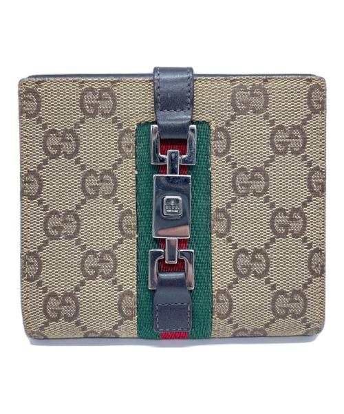 GUCCI（グッチ）GUCCI (グッチ) ジャッキーWホック財布 ベージュ×ブラックの古着・服飾アイテム