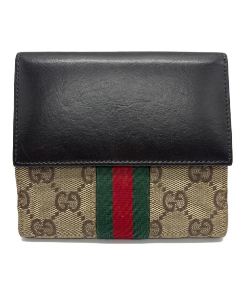 GUCCI（グッチ）GUCCI (グッチ) ジャッキーWホック財布 ベージュ×ブラックの古着・服飾アイテム