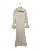 furfurファーファー）の古着「ハーフジップニットワンピース」｜ホワイト