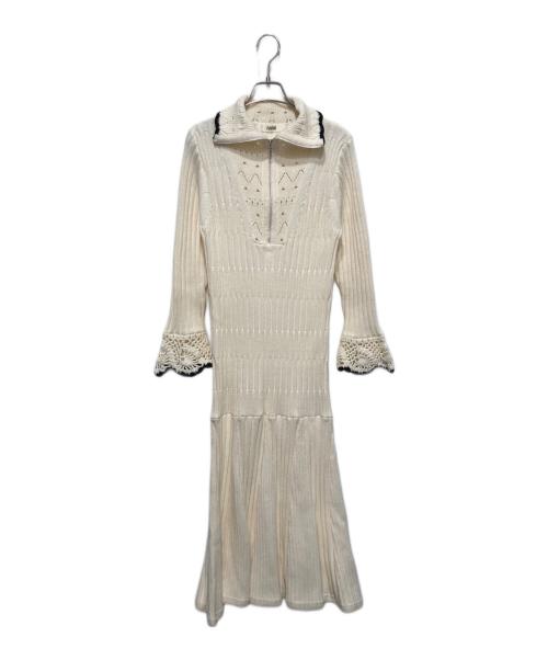 furfur（ファーファー）FURFUR (ファーファー) ハーフジップニットワンピース ホワイト サイズ:FREEの古着・服飾アイテム