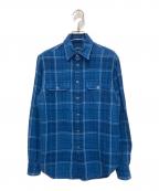 POLO RALPH LAURENポロ・ラルフローレン）の古着「エルボーパッチチェックシャツ」｜ブルー