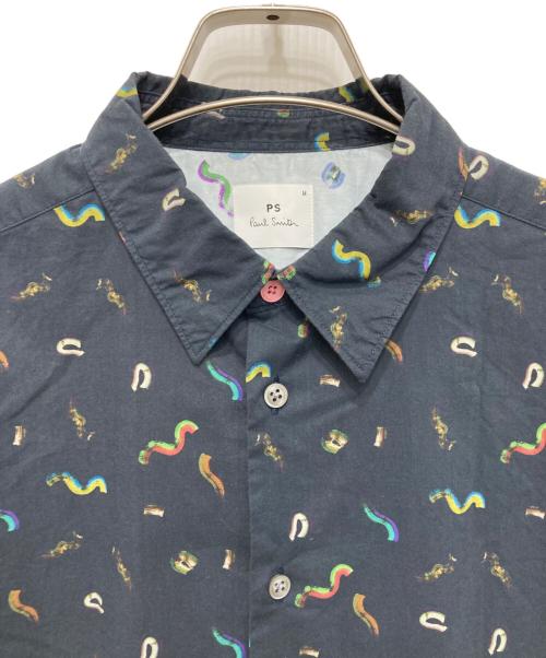 PS Paul Smith（ＰＳポールスミス）PS Paul Smith (ＰＳポールスミス) 半袖総柄シャツ ネイビー サイズ:Ⅿの古着・服飾アイテム