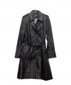BURBERRY LONDONバーバリーロンドン）の古着「シャドーチェック ナイロントレンチコート」｜ブラック
