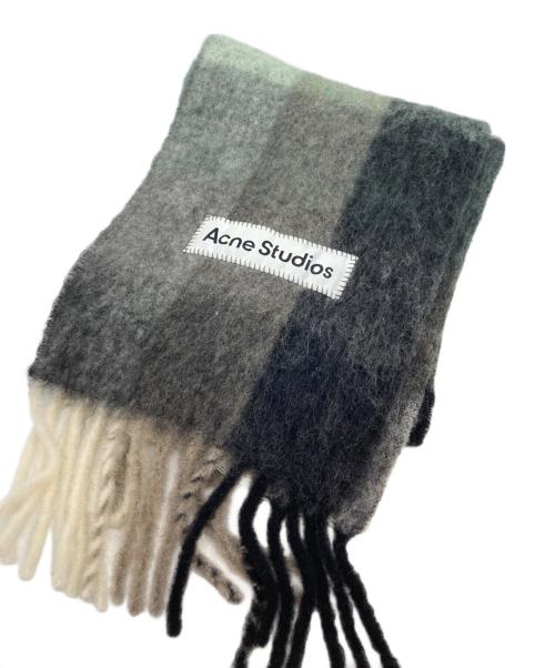 Acne studios（アクネ ストゥディオス）Acne studios (アクネ ストゥディオス) モヘアチェックスカーフ グリーン×グレー×ブラック サイズ:なしの古着・服飾アイテム