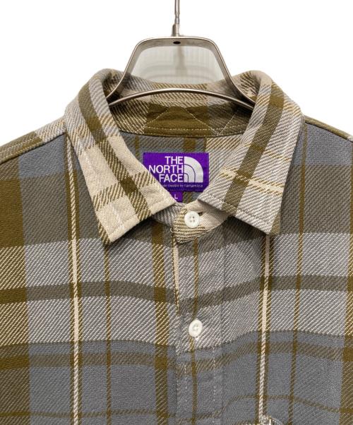THE NORTHFACE PURPLELABEL（ザ・ノースフェイス パープルレーベル）THE NORTHFACE PURPLELABEL (ザ・ノースフェイス パープルレーベル) フランネルプラッドフィールドシャツ カーキ サイズ:Lの古着・服飾アイテム