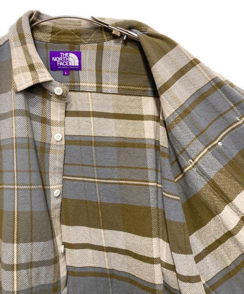 THE NORTHFACE PURPLELABEL（ザ・ノースフェイス パープルレーベル）THE NORTHFACE PURPLELABEL (ザ・ノースフェイス パープルレーベル) フランネルプラッドフィールドシャツ カーキ サイズ:Lの古着・服飾アイテム