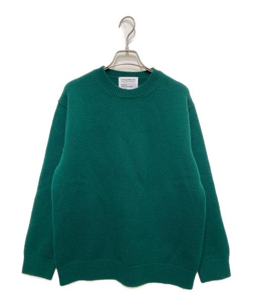 THISISASWEATER.（ディスイズアセーター）THISISASWEATER. (ディスイズアセーター) ウールカシミヤ クルーネックニット グリーン サイズ:2の古着・服飾アイテム
