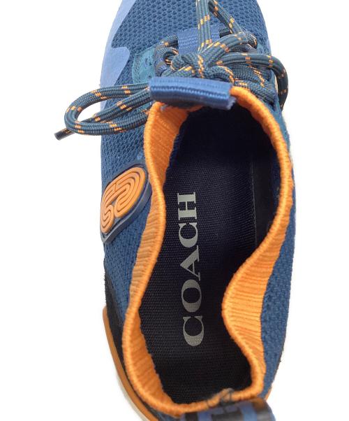 COACH（コーチ）COACH (コーチ) ニットランナー ハイカットスニーカー ブルー×オレンジ サイズ:25.5ｃｍの古着・服飾アイテム