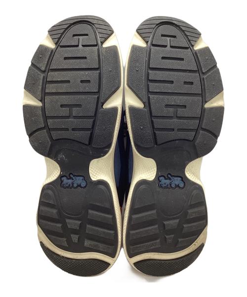 COACH（コーチ）COACH (コーチ) ニットランナー ハイカットスニーカー ブルー×オレンジ サイズ:25.5ｃｍの古着・服飾アイテム