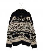 BEAUTY&YOUTHビューティーアンドユース）の古着「アルパカブレンドカウチン カーディガン」｜アイボリー×ブラック