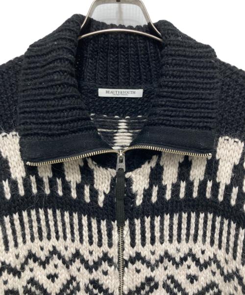 BEAUTY&YOUTH（ビューティーアンドユース）BEAUTY&YOUTH (ビューティーアンドユース) アルパカブレンドカウチン カーディガン アイボリー×ブラック サイズ:FREEの古着・服飾アイテム