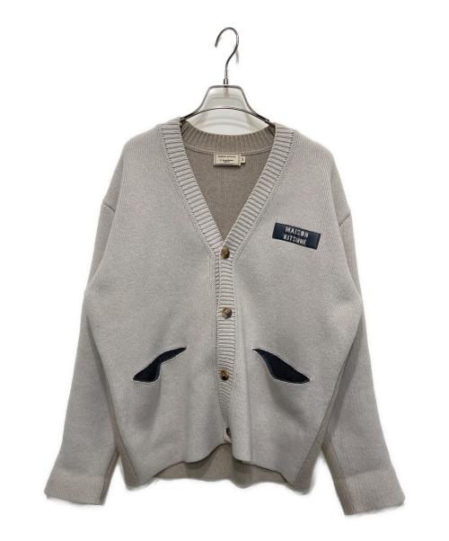 maison kitsune（メゾンキツネ）MAISON KITSUNE (メゾンキツネ) ツートンカーディガン ベージュ サイズ:XSの古着・服飾アイテム