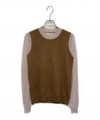 MARNIマルニ）の古着「カシミヤ リブ切替 クルーネックニット」｜ブラウン×ベージュ