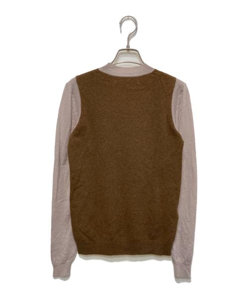 MARNI（マルニ）MARNI (マルニ) カシミヤ リブ切替 クルーネックニット ブラウン×ベージュ サイズ:38の古着・服飾アイテム