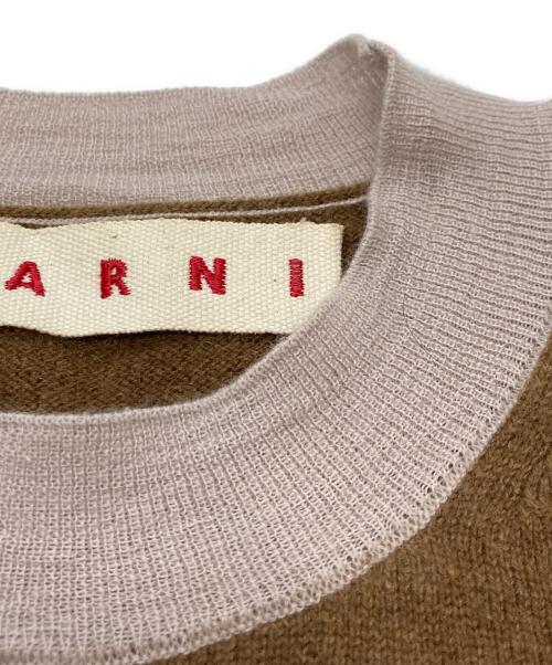 MARNI（マルニ）MARNI (マルニ) カシミヤ リブ切替 クルーネックニット ブラウン×ベージュ サイズ:38の古着・服飾アイテム