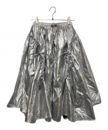 POPPY（ポピー）の古着「シルバーギャザーリボンスカート」｜シルバー