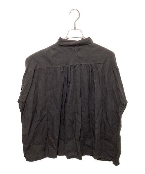 Honnete（オネット）Honnete (オネット) アイリッシュリネン半袖ギャザーブラウス ブラウン サイズ:FREEの古着・服飾アイテム