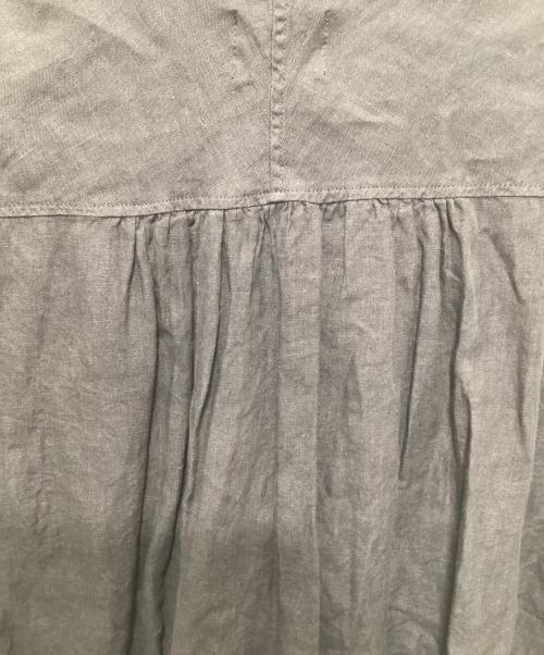 Honnete（オネット）Honnete (オネット) アイリッシュリネン半袖ギャザーブラウス ブラウン サイズ:FREEの古着・服飾アイテム