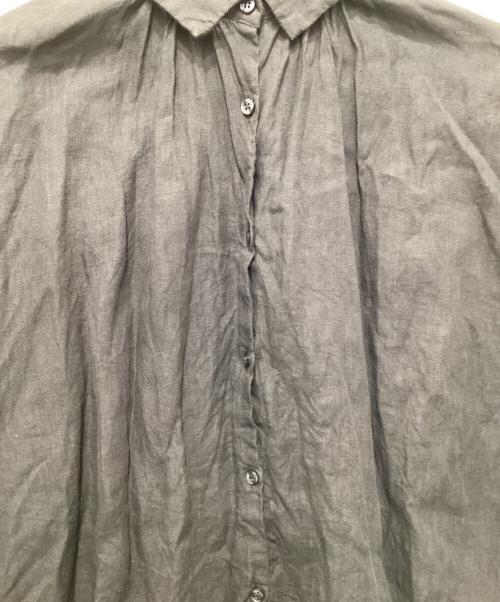 Honnete（オネット）Honnete (オネット) アイリッシュリネン半袖ギャザーブラウス ブラウン サイズ:FREEの古着・服飾アイテム